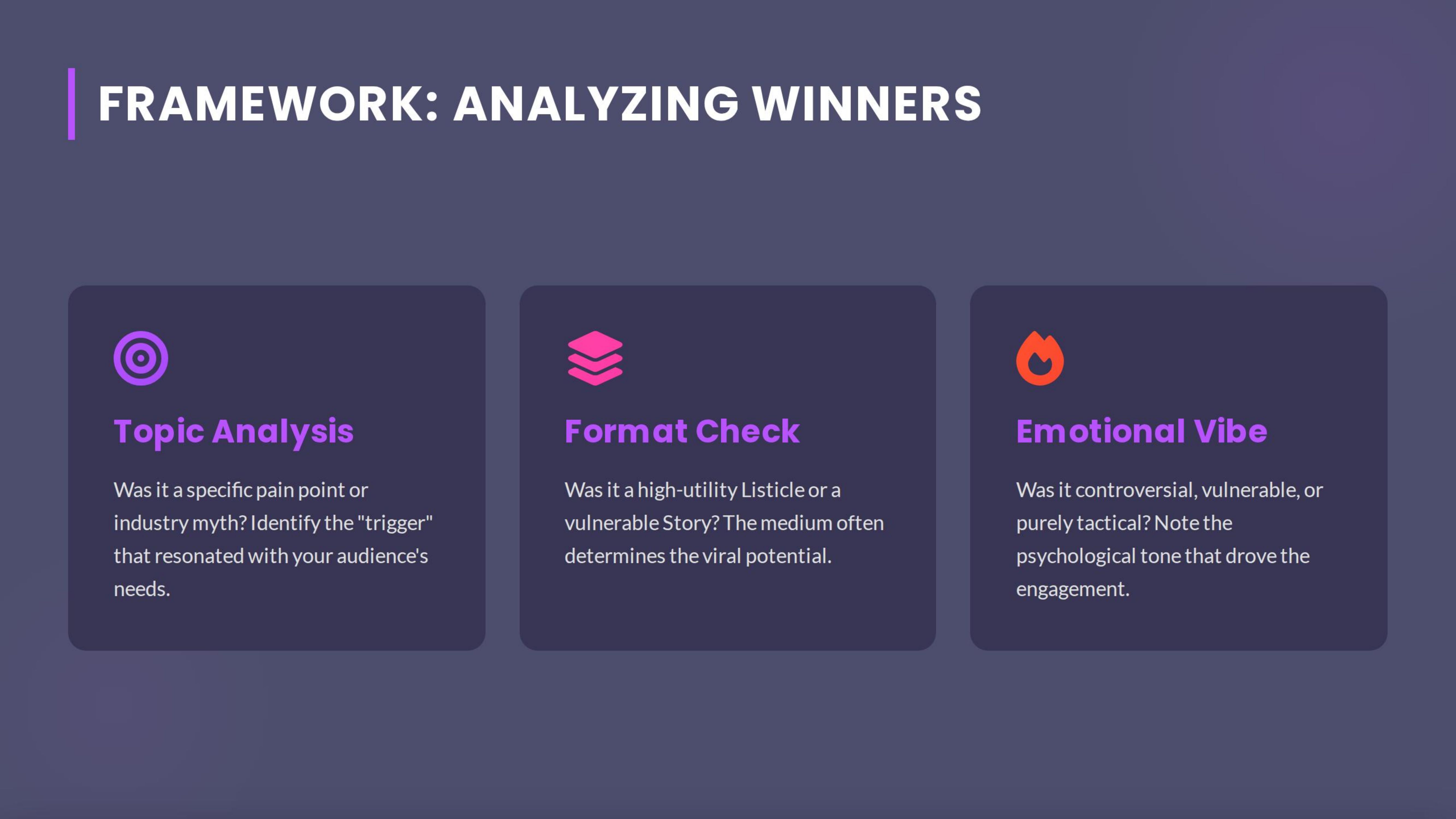 Framework Analyzing Winners A